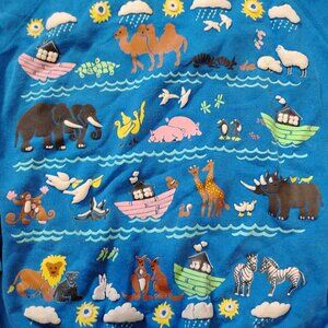 Vintage Noah's Ark Puff Print Jesus Christian Moses Crewneck Sweatshirt
